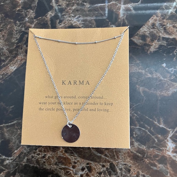 Jewelry - Silver Karma Pendant Necklace, New